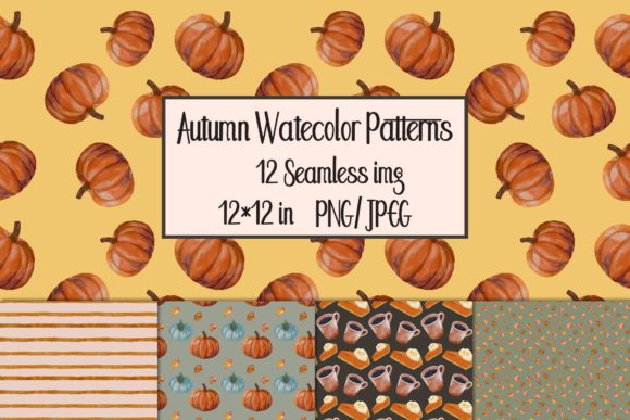 Autumn Watercolor Patterns for Creative Projects