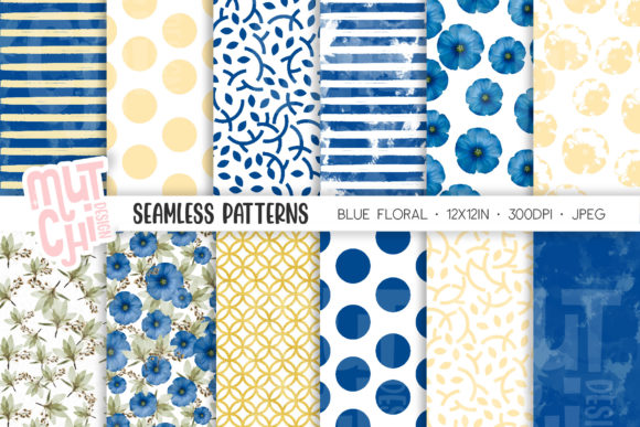 Blue Florish Seamless Patterns for Creative Projects