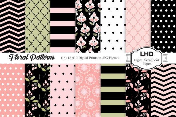 Floral Pink and Black Patterns