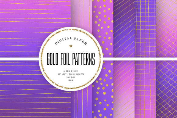 Gold Foil Patterns on Purple Backgrounds: A Versatile Design Element