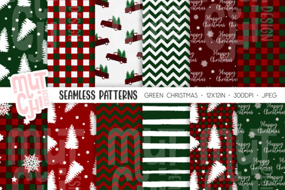 Green Christmas Seamless Patterns: A Versatile Resource for Creative Projects
