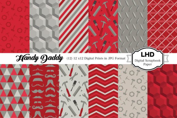 Handy Dad Father’s Day Patterns - Red: A Versatile Digital Scrapbook Resource