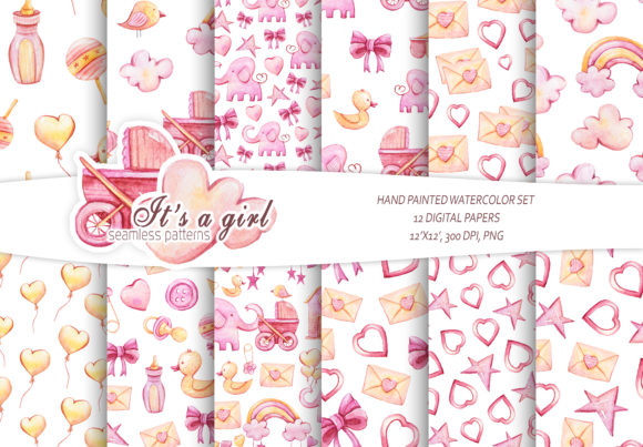 It’s a Girl Seamless Patterns. Baby Girl: A Creative Resource for Designers and Crafters
