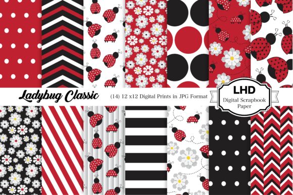 Ladybug Digital Paper Patterns