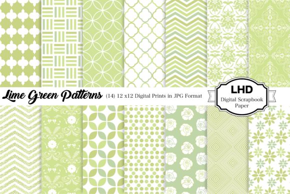 Lime Green Patterns - Digital Papers