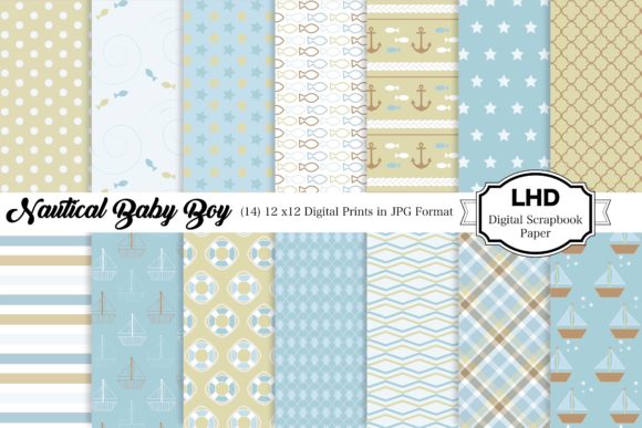 Nautical Digital Paper for Baby Boys