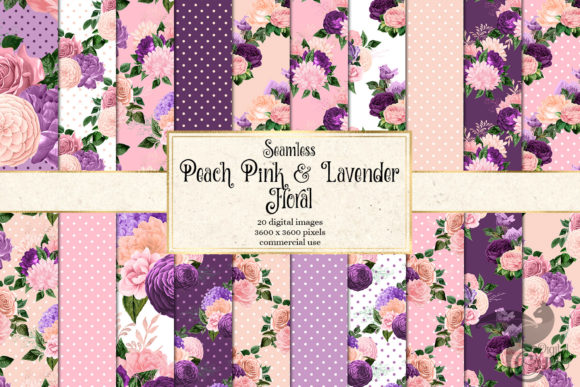 Peach Pink and Lavender Floral Patterns