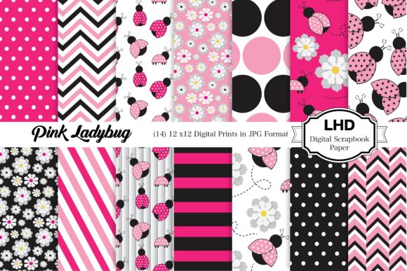 Pink Ladybug Digital Paper Patterns: A Versatile Resource for Creative Projects