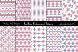 Red Blue Embroidered Patterns