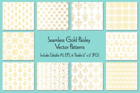 Seamless Gold Paisley Patterns