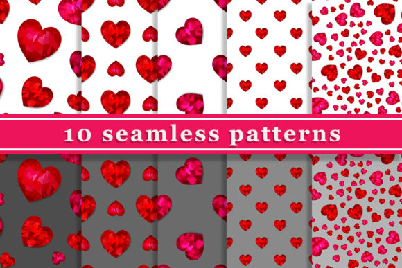 Seamless Red Heart Patterns
